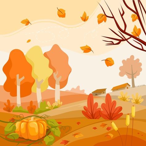 Cartoon autumn background | Free Vector #Freepik #freevector #autumn-wallpaper #autumn-background #autumn-season #autumn Weather Cartoon Pictures, Autumn Season Drawing, Autumn Animation, Fall Cartoon, Halloween Animation, Autumn Drawing, Backgrounds Cartoon, Cartoon Autumn, Autumn Illustrations