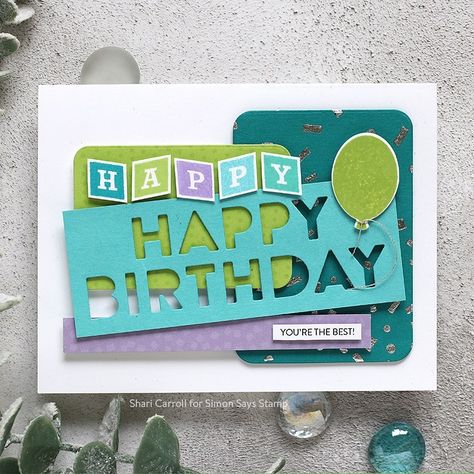 shari carroll on Instagram: “Happy Happy Birthday!!! A fun card using pieces and parts. #ssscelebrateyou @simonsaysstamp” Creative Birthday Cards, Masculine Birthday Cards, Gift Tag Cards, Shrink Plastic, Handmade Birthday Cards, Simon Says Stamp, Simon Says, Felt Fabric, Creative Cards