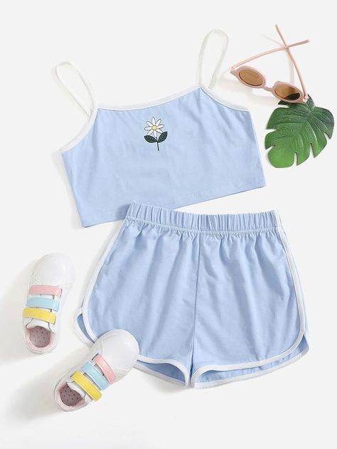 Outfits For Short Girls, Cute Sleepwear, Crop Top Outfits, Tween Outfits, Cute Comfy Outfits, Just Girl Things, Casual Style Outfits, Two Piece Outfit, Shorts Set