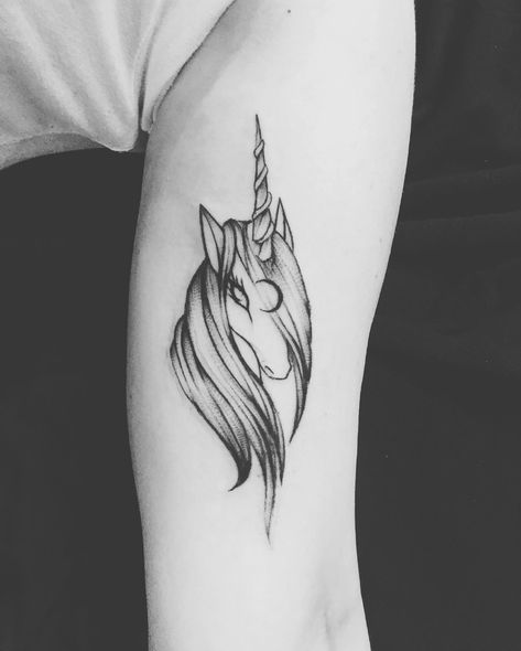 Mystical Creatures Tattoo Ideas, Simple Unicorn Tattoo, Unicorn Tattoo Ideas, Unicorn Tattoo Designs, Thumb Tattoos, Unicorn Tattoo, Mystical Creature, Unicorn Tattoos, Tasteful Tattoos