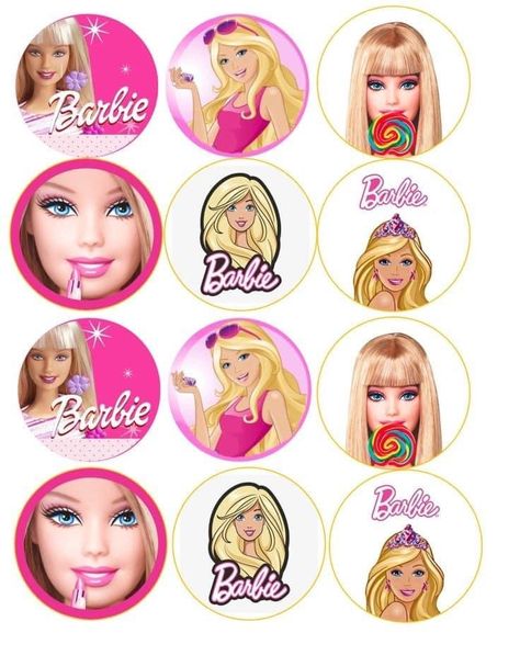 Barbie Cake Topper Printable, Barbie Cupcake Topper, Barbie Cake Topper, Barbie Cupcakes, Princess Cupcake Toppers, Drink Topper, Sugar Sheets, Photo Cake Topper, Cupcake Logo