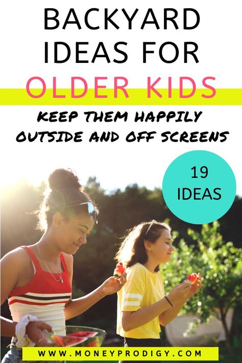 19 Backyard Ideas for Older Kids (#OutdoorSummer) Backyard For Big Kids, Outdoor Play Areas For Older Kids, Backyard Activities For Teens, Older Kids Summer Activities, Teen Outdoor Hangout, Water Fun For Kids Outdoor, Fun Backyard Ideas For Teens, Teen Backyard Hangout, Backyard For Teens