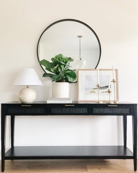 Entryway Console Table Decorating, Black Console Table Entryway, Black Console Table Decor, Black Entry Table, Black Metal Console Table, Console Table Black, Console Table Entryway, Drawer Console Table, Console Table Styling