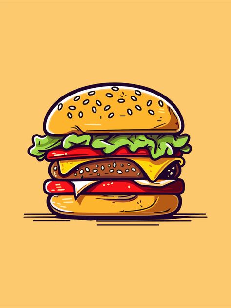 cheese burger cartoon clip art illustration for menu, poster, web Burger Pictures Cartoon, Cheese Burger Drawing, Burger Cartoon Art, Burger Art Illustration, Burger Illustration Graphics, Cheeseburger Drawing, Burger Sketch, Poster Burger, Store Mural