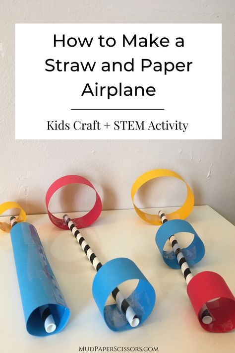 We made these straw and paper airplanes with the kids and tossed them around the backyard.  The kids loved them!  And they fly so much better than we expected.  #strawandpaperairplanes #paperairplanewithstraw #airplanestewpreschool #airplanestemactivitiesforkids #paperairplanesforkids Balloon Rocket, Airplane Activities, Hello Wonderful, Stem Projects For Kids, Airplane Kids, Steam Ideas, Airplane Crafts, Science Camp, Steam Projects