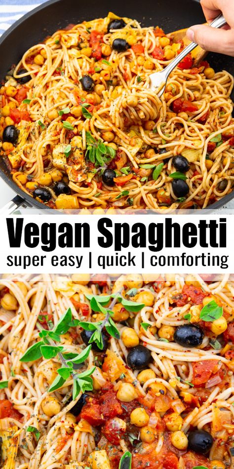 Vegan Pasta Dish, Sommer Mad, Vegan Spaghetti, Sauce Spaghetti, Vegetarian Pasta Recipes, Vegan Pasta Recipes, Spaghetti Pasta, Spaghetti Recipes, Easy Pasta Recipes