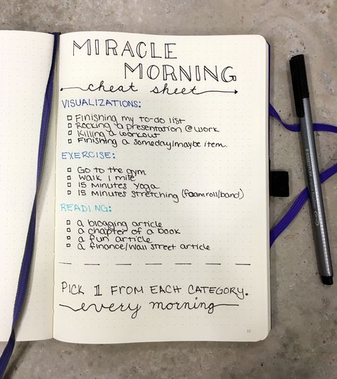 Make the miracle morning easy with this cheat sheet in the bullet journal! Bullet Journal Cheat Sheet, The Miracle Morning, Organization Xiii, Morning Pages, Miracle Morning, Life Decisions, Bullet Journal Inspo, Journal Layout, Journals & Planners