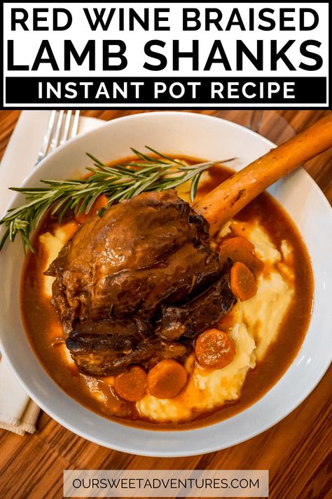 Lamb Shanks Instant Pot, Easy Recipe Dinner, Red Wine Jus, Lamb Shank Recipe, Ninja Cooking System Recipes, Red Wine Recipe, Lamb Steaks, Braised Lamb Shanks, Braised Lamb