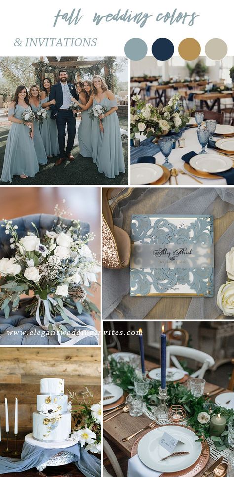 Sage Green And Dusty Blue, Bridesmaid Dresses Sage Green, Dusty Wedding, Bridesmaid Dresses Sage, Dresses Sage Green, Blue Fall Wedding, Blue Bouquets, Bouquets For Wedding, Sage Wedding Colors