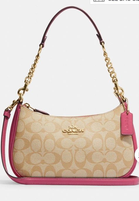 Pink , coach , signature Pink Coach Shoulder Bag, Coach Pink Purse, Coach Pink Bag, Pink Coach Bag, Shoulder Bag Coach, Expensive Bag, Trendy Purses, Pink Shoulder Bag, Girly Accessories