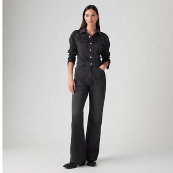 Western Jumpsuit - Black | Levi's® US Western Jumpsuit, Jumpsuit And Boots, Denim Overshirt, Ribcage Jeans, Black Levis, Suit Black, Japanese Denim, Relaxed Jeans, Denim Gift