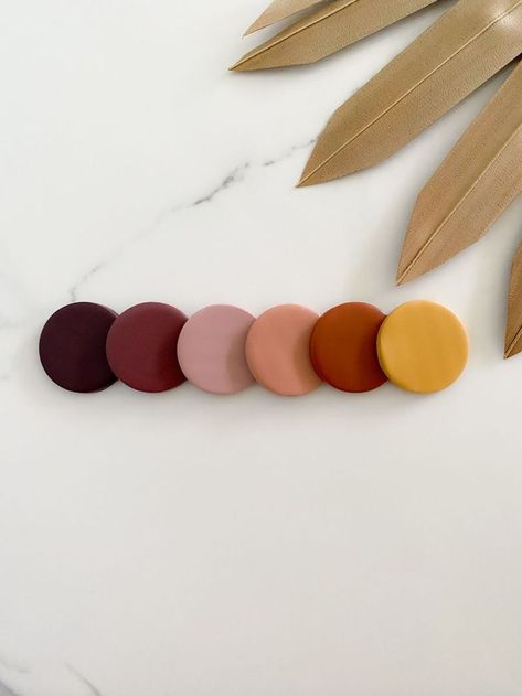 Fall Color Palette Polymer Clay, Clay Color Palette, Fall Color Pallet, Candle Lids, Best Polymer Clay, Terracotta Paint, Polymer Clay Recipe, Floral Polymer Clay, Color Terracota