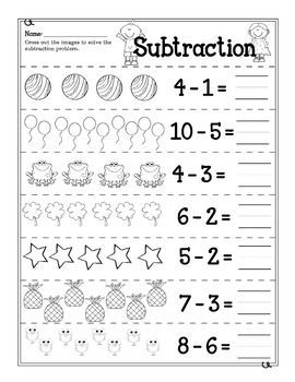 Addition And Subtraction Worksheets For Kindergarten To Ten  58A Subtracting Worksheets, Subtraction Worksheets For Kindergarten, Writing Transition Words, Transition Words Worksheet, Kindergarten Jobs, Math Worksheets For Kids, Math Subtraction Worksheets, Fact Family Worksheet, Subtraction Kindergarten