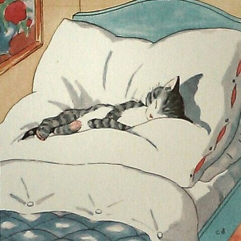 Ida Bohatta Image Chat, Cats Illustration, Cat Sleeping, Cat Illustration, Cat Drawing, 귀여운 동물, Crazy Cats, Cat Love, Cat Art