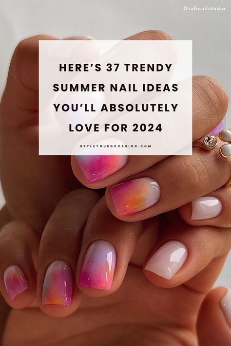 37+ Best Summer Nail Designs & Summer Nail Trends for 2024. Find the perfect summer nails and vacation nails with our roundup of the best square, simple, short, pink, blue, and bright summer nail design ideas! Click through for summer punchy nail designs and cute funky nail ideas. Summer Nails 2024 Trends Square, Summer Vacation Nails Short, Vacation Nail Inspo 2024, Summer Nail Inspo 2024 Square, Summery Nails 2024, Short Nail Ideas Summer 2024, Summer Nail Inspo Simple, Punchy Nails Designs, Nail Inspo Simple