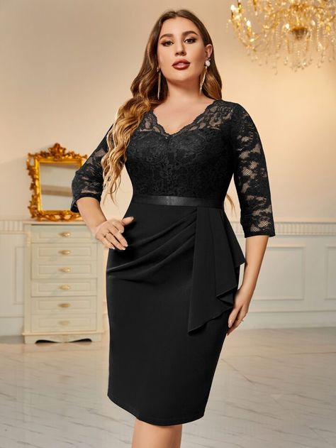 Navy Blue Plus Size Dress, Marine Uniform, Navy Lace, Cocktail Dress Lace, Dress 16, Lace Ruffle, Lace Bodice, Plus Dresses, Size 16 Dresses