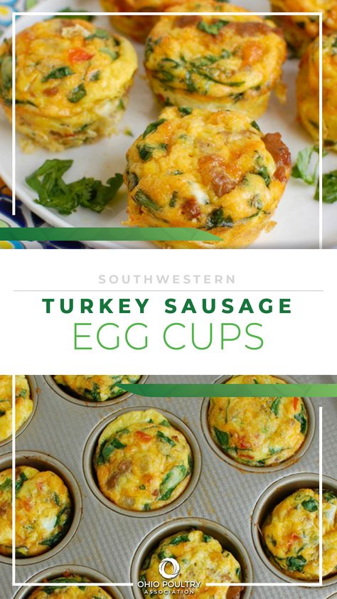 Southwestern Turkey Sausage Egg Cups are a protein-packed make-ahead breakfast perfect for weekday mornings. Breakfast With Turkey Sausage, Optavia Brunch Recipes, Turkey Egg Muffin Cups, Octavia Breakfast Recipes, Egg White Turkey Sausage Muffins, Turkey Sausage Meal Prep, Egg And Turkey Breakfast, Eggs And Turkey Sausage, Ground Turkey Egg Bites