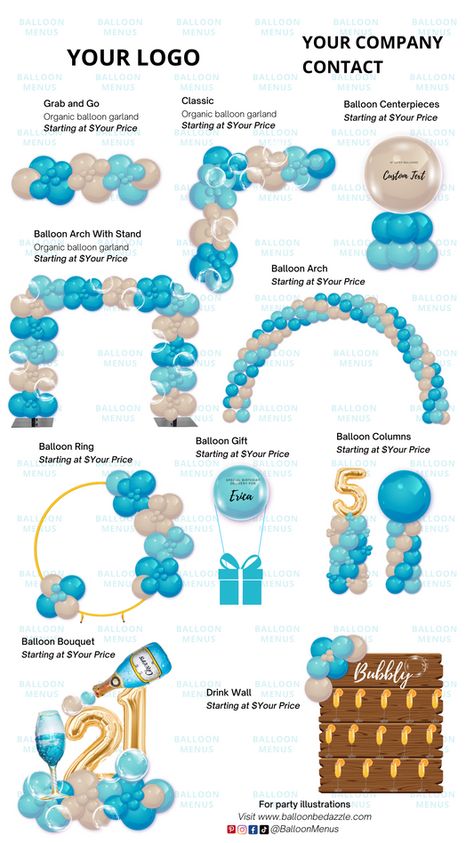 All Balloon Menus – Page 4 Balloon Business, Balloon Prices, Balloon Template, Balloon Garland Diy, Balloon Illustration, Small Balloons, Balloon Stands, Diy Balloon Decorations, Large Balloons