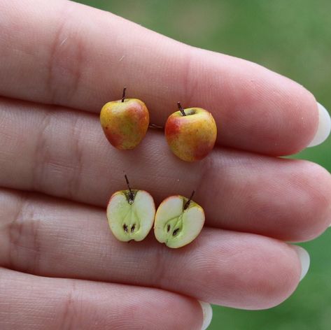 Apple Earrings, Red Apple Stud Earrings, Cute Earrings, Miniature Food Earrings Cute Earrings - Etsy Apple Jewelry, Glass Art Installation, Fruit Sculptures, Apple Festival, Collage Sculpture, Apple Earrings, Apple Gifts, Food Sculpture, Miniature Food Jewelry