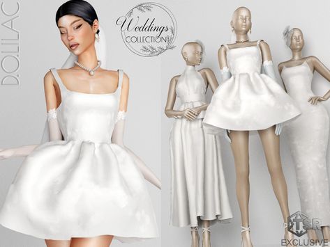 The Sims Resource - Weddings Collection Jacquard Mini Dress DO0241 Sims 4 Short Wedding Dress, Sims 4 Body Accessories, Sims 4 Bridal Shop, Sims 4 Cc White Dress, Sims 4 Cc Mini Dress, Sims 4 White Dress, Ts4 Wedding Dress, The Sims 4 Wedding Dress, Sims 4 Aspirations