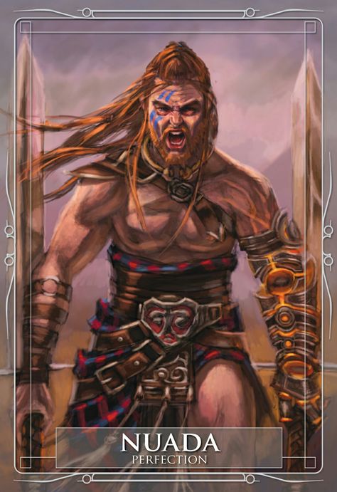 Nuada was an important figure in Celtic mythology. From his role as first leader of the Tuatha De Danaan (the term for the gods and goddesses who descended from the goddess Danu) to his involvement in legendary battles, Nuada played an essential part in Irish myth. Read on to learn more about this significant god.  According to mythology, at one point Nuada was the king of the Tuatha De Danaan. However, during the First Battle of Magh Tuiredh (which was fought by the Tuatha De and their riva... Celtic Deities, Radleigh Valentine, Celtic Myth, Irish Folklore, Irish Mythology, Celtic Gods, Angel Card, Hay House, Celtic Warriors