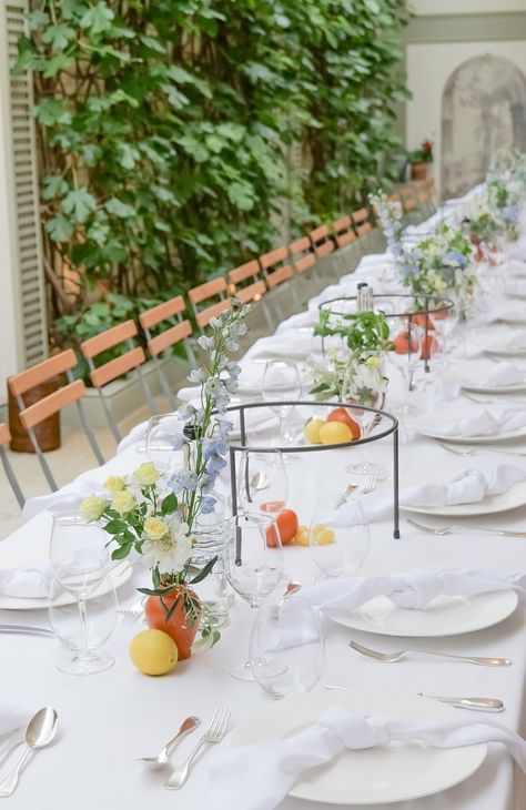 Florals for your Rehearsal or Welcome Dinner? Yes - please 🍋 Lauren & Bens' rehearsal dinner at the iconic Kin House in Wiltshire was a relaxed, Italian-inspired dinner to kick off their wedding weekend. To incorporate their honeymoon location, we brought those Italian vibes to their elegant orangery setting with juicy lemons and pops of blue and yellow florals. 🇮🇹✨ Love this design? Save this post for inspiration and reach out to @thewaytobloom to discuss your wedding florals for 2025 we... Lemon And Olive Wedding, Kin House, Italian Wedding Reception, Italian Vibes, Welcome Dinner, Olive Wedding, Luxury Florists, Honeymoon Locations, Wedding Flower Inspiration