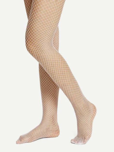 Striped Hem Fishnet Tights | SHEIN USA White Fishnet Tights, White Fishnets, Fish Net, Fishnet Tights, Womens Tights, Luxury Dress, Fashion Today, Knee High Sock, Runway Fashion