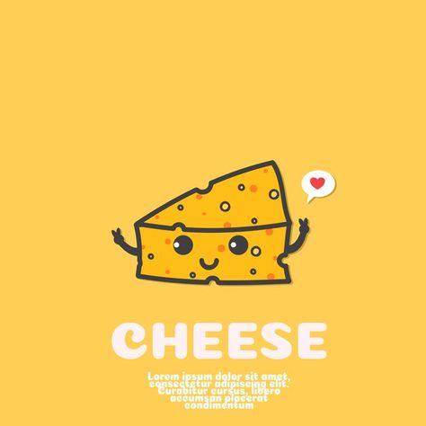 Cheese Cartoon, Cheese Drawing, Line Cartoon, Dragon Character, Cheese Design, Kawaii Tattoo, Spongebob Wallpaper, Vector Food, Food Advertising