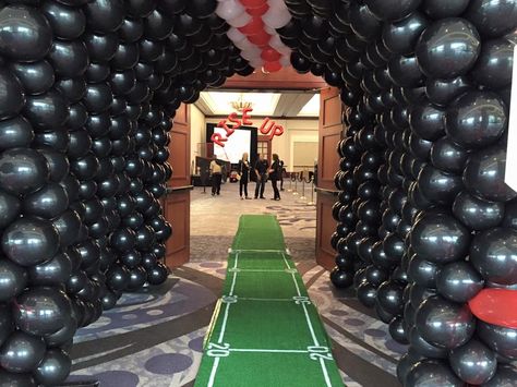 Giant balloon football helmet! Football Theme Corporate Event, Football Tunnel Entrance Diy, Football Tunnel Entrance, Balloon Football, Football Party Balloons, Sports Theme Decor, Football Fundraiser, Football First Birthday, Football Celebrations