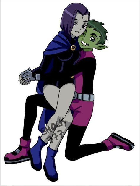 Beast Boy and Raven by Shock777 from Teen Titans Beast Boy Costume, Raven Halloween Costume, Beast Boy And Raven, Garfield Logan, Teen Titans Love, Robin And Raven, Raven Beast Boy, Teen Titans Fanart, Hot Halloween Outfits