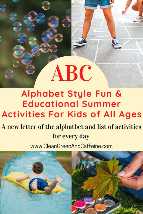 Looking for some activities for the kids this summer? Check out this list of alphabet style summer activities. Day 1- letter A- aquarium, airplanes, ants, etc. Day 2- letter B- boats, brownies, beach, etc. Abc Of Summer Activities, Abcs Of Summer, Summer Alphabet Activities, Summer Babysitting Activities, Kids Summer Bucket List, Alphabet Dating, Kid Dates, Babysitting Activities, Alphabet Style