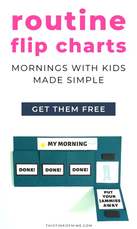 Help your kids master their morning routine! This simple flip chart will make it easy and fun. Chore chart | routine chart | flip chart | picture chart | routines | kids | mom life | parenting | parenting hacks | teaching kids #routinechart #chorechart #morningroutine #thistimeofmine Diy Routine Chart, After School Routines, Routine Before School, Before And After School, Kids Routine Chart, After School Routine, How To Simplify, Parenting Solutions, Kids Schedule