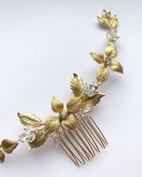 Excited to share the latest addition to my #etsy shop: Golden leaves halo headpiece with hair comb Greek Laurel and cubic zirconia https://etsy.me/3pdzSqP #gold #wedding #silver #minimalist #goldbridalcomb #goldhairclipgreek #goldhairpiece #weddinghairpiece #oliveleafh Handmade Gold Hair Accessories For Wedding, Greek Laurel, Gold Bride Hairpiece, Gold Hairpiece, Gold Leaf Hair Piece, Gold Floral Hair Piece, Halo Headpiece, Gold Hair Piece, Gold Bridal Hair Comb