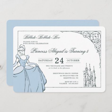 Cinderella Castle | Fairy Tale Birthday Invitation Disney Graphic Design, Cinderella Birthday Party Invitations, Disney Invitation, Disney Princess Invitations, Graphic Design Invitation, Cinderella Invitations, Cinderella Theme, Cinderella Birthday Party, Princess Invitations