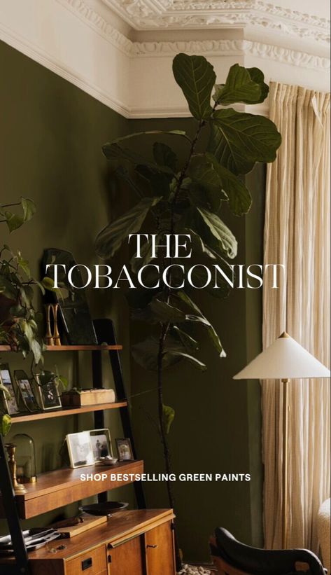 The Tobacconist Coat Paint, Bronze Green, Coat Paint, Green Paint, Paint Shop, Interior Walls, Mood Board, Lounge, Paint