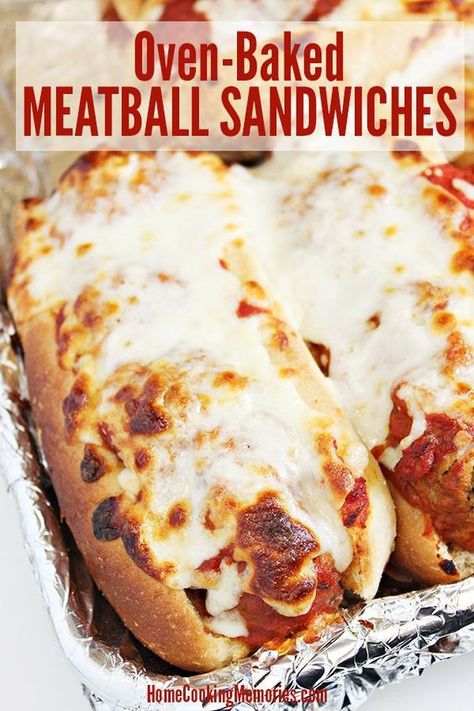 Meatball Sandwich Recipes, Meatball Sandwiches, Oven Baked Meatballs, Sandwich Rolls, Meatball Sandwich, Meatball Bake, Meatballs Easy, Easy Oven, Sandwich Recipe