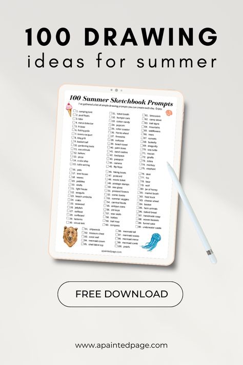 Want some easy drawing ideas for your summer sketchbook? Click the link to find out more... Summer Sketchbook Ideas, Summer Sketches Ideas, 100 Drawing Ideas, Some Easy Drawings, Summer Sketchbook, Summer Sketches, Sketchbook Prompts, Easy Drawing Ideas, Sketches Ideas