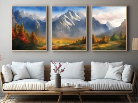 Mountain Wall Art, Landscape Wall Art, Lake Wall Art, Watercolor Mountain Print, Nature Wall Art, Mountain Poster, Landscape Painting, Lake Painting, Landscape Set Printed Art, 3 Piece Wall Art You can buy our art prints from the link in bio✨ #etsy #etsyshop #etsyseller #printableart #digitaldownload #digitalprinting #digitalprint #walldecor #wallart #watercolorpainting #oilpainting #landscapewallart #landscapepainting #mountainswallart #mountainspainting #lakepainting #lakewallart #landsca... Mountain Poster, Poster Landscape, Lake Painting, Wall Art Watercolor, Mountain Wall, Watercolor Mountains, Mountain Print, Printed Art, Lake Wall Art