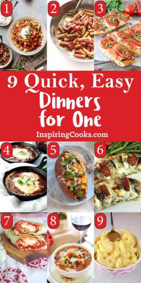 Easy Dinner Ideas For 1 Person, Cheap Dinners For A Single Person, Single Person Dinner Recipes For One, One Person Meals Recipes, Quick Dinner For One Person, Easy Meal Ideas For One Person, Recipes For Single Person, Easy Food For One Person, Recipes For Single People