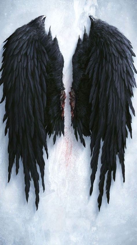 Fallen Angel Wings, Lucifer Wings, 천사와 악마, Wings Painting, Devil Angel, Night Mood, Angel Wings Art, Wings Wallpaper, Black Angel Wings