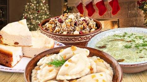 Polish Christmas Traditions, Beet Borscht, Polish Christmas, Christmas Eve Dinner, Potato Puree, Cabbage Rolls, Tasting Table, Meat Free, Fish Dishes