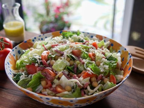 Beverly Hills Chopped Salad Recipe | Valerie Bertinelli | Food Network Celebrity Salad Recipes, Valerie's Home Cooking Recipes, Iceberg Salad, Chopped Salad Recipe, Green Salads, Chopped Salad Recipes, Yummy Salads, Valerie Bertinelli, Salad Recipes For Dinner