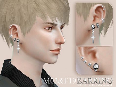 The Sims Resource: Earrings 02 by S-Club • Sims 4 Downloads Sims 4 Cc Men Piercing, Sims 4 Men Earrings, The Sims 4 Cc Earrings Men, Sims 4 Male Piercings, Sims 4 Male Earrings Cc, Sims 4 Male Cc Accessories, Ts4 Accessories, Cc Jewelry, Sims Accessories