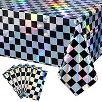 Iridescent Party Decorations, Iridescent Party, Table Cloth Decorations, Checkered Tablecloth, Car Themes, Holographic Foil, Mantel Redondo, Plastic Tablecloth, Rectangle Table