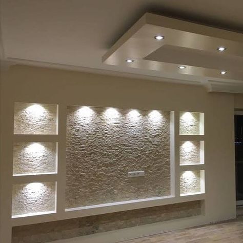 Top 40 Amazing Gypsum TV Wall Unit Design Ideas - Engineering Discoveries Modern Wall Niche, Tv Wanddekor, Wall Niches, Niche Wall, Auditorium Design, Tv Walls, Tv Fal, Wall Unit Designs, Gypsum Wall