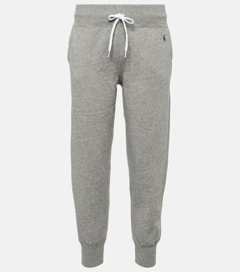 Cotton-blend jersey sweatpants in grey - Polo Ralph Lauren | Mytheresa Polo Sweatpants, Polo Pants, Name Dark, Sweatpants Grey, Dark Vintage, Street Style Grunge, Ralph Lauren Outfits, Pants Straight, Straight Pants