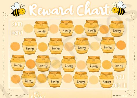 ❇  ❇ ❇ THIS IS A DIGITAL DOWNLOAD LISTING, NO PHYSICAL ITEM(S) WILL BE SENT. ❇  ❇   ❇  A cute honeybee reward chart to track your little one's BEE-havior! Fill in each circle with a checkmark or a sticker and write in a reward at the bottom! Hand drawn and aesthetically pleasing, can be placed in your child's room, bathroom, playroom, kitchen, etc. Can be used as a potty chart or behavior chart. 3 sized provided! Small 5x7 can be used in a card format (similar to a punch card), 8x10 to be printe Playroom Kitchen, Neutral Playroom, Behavior Chart Toddler, Reward Chart Printable, Toddler Reward Chart, Cleaning Chart, Potty Chart, Printable Reward Charts, Incentive Chart