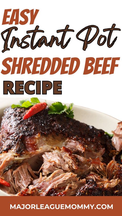 Let's explore an exceptionally easy and delicious recipe: Instant Pot Shredded Beef. Perfect for a range of dishes, from tacos to sandwiches, this recipe promises to be a staple in your culinary repertoire. Follow Major League Mommy for even more recipe ideas like this! Instant Pot Shredded Beef, Shredded Beef Recipe, Shredded Beef Sandwiches, Shredded Beef Recipes, Breakfast Dessert Recipes, Recipe Instant Pot, Healthy Kid Friendly Meals, Beef Sandwiches, Classic Italian Dishes