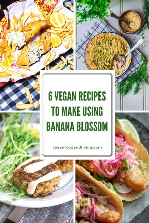 Got a can of banana blossom in your cupboard that you just don't know what to do with? Give it a try in one of these tasty vegan banana blossom recipes! Banana Blossom Recipe Vegan, Vegan Banana Blossom Recipes, Banana Blossom Vegan Fish, Banana Blossom Recipe, Banana Flower Recipe, Vegan Fish And Chips, Vegan Crab Cakes, Vegan Crab, Vegan Curry Recipes