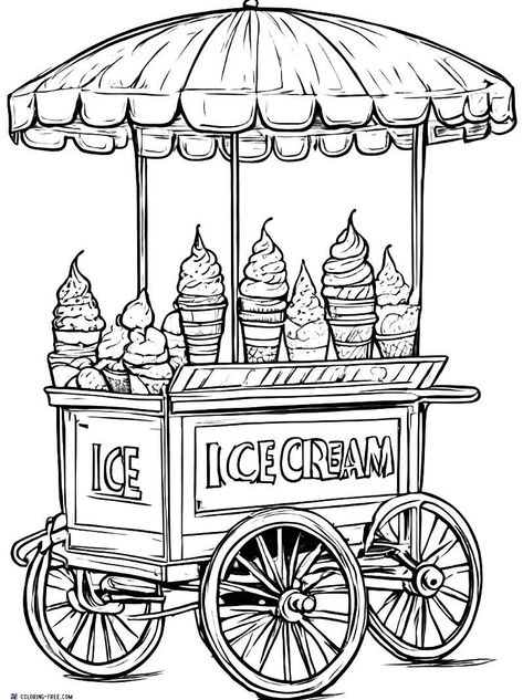 Ice Cream Coloring Pages (Free Printables) Ice Cream Coloring Page Free Printable, Tom And Jerry Wallpapers, Ice Cream Coloring Pages, Ice Cream Treats, Red Strawberry, Beautiful Rainbow, Vintage Summer, Joy And Happiness, Free Coloring Pages